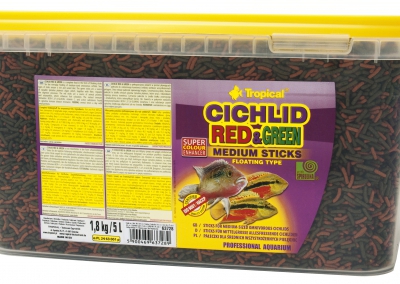 Tropical Cichlid Red & Green LARGE Sticks 1,5 kg