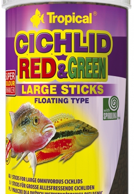 Tropical Cichlid Red & Green LARGE Sticks 300g